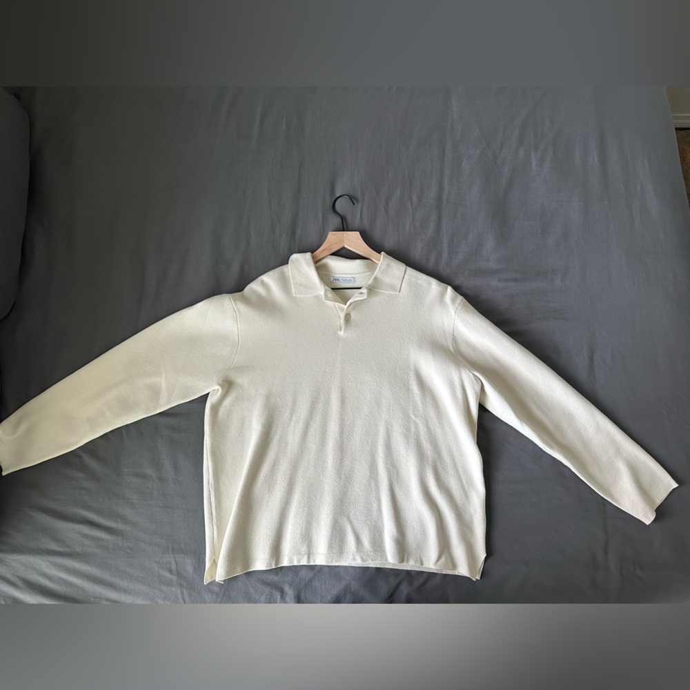 Zara Off-White Knit Polo